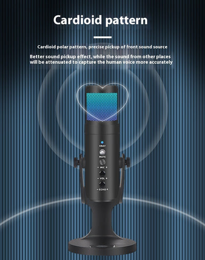 RGB Colorful Breathing Ambience Light USB Condenser Microphone