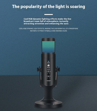 RGB Colorful Breathing Ambience Light USB Condenser Microphone
