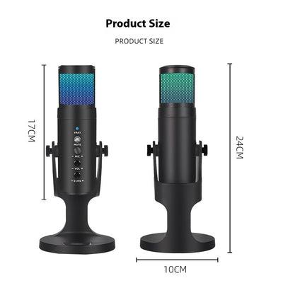 RGB Colorful Breathing Ambience Light USB Condenser Microphone